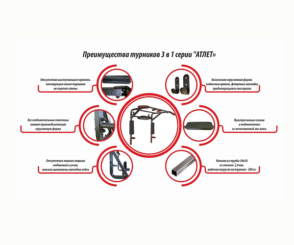 Турник "3 в 1" (60) белый